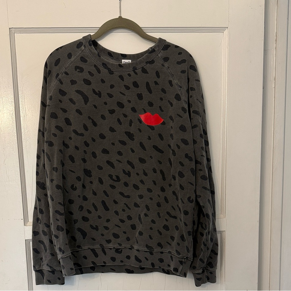 Clare V Leopard Lips Sweatshirt